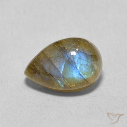 1.77ct Natural Multicolor labradorita, En forma de pera, Translúcido