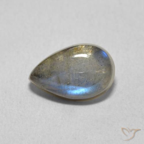 Labradorita Multicolor natural de 1.63 ct, En forma de pera, Translúcido