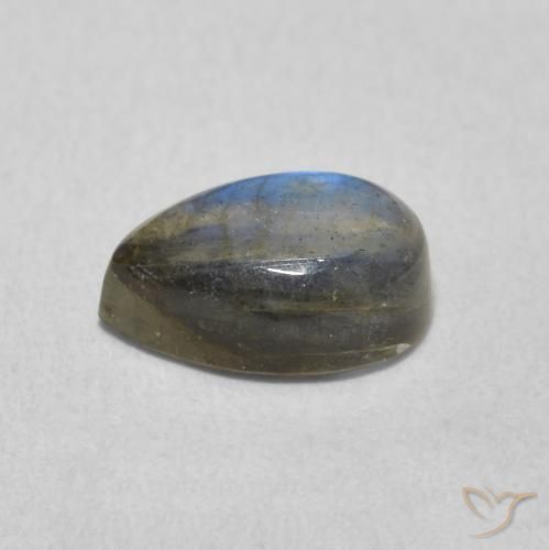 Labradorita Multicolor natural de 1.63 ct, En forma de pera, Translúcido