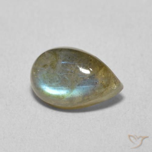 Labradorita Multicolor natural de 1.61 ct, En forma de pera, Translúcido
