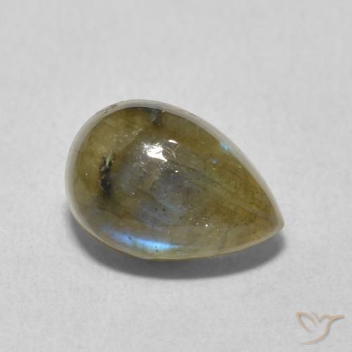 Labradorita Multicolor natural de 2.44 ct, En forma de pera, Translúcido