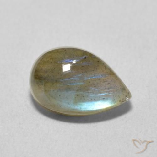 Labradorita Multicolor natural de 2.28 ct, En forma de pera, Translúcido