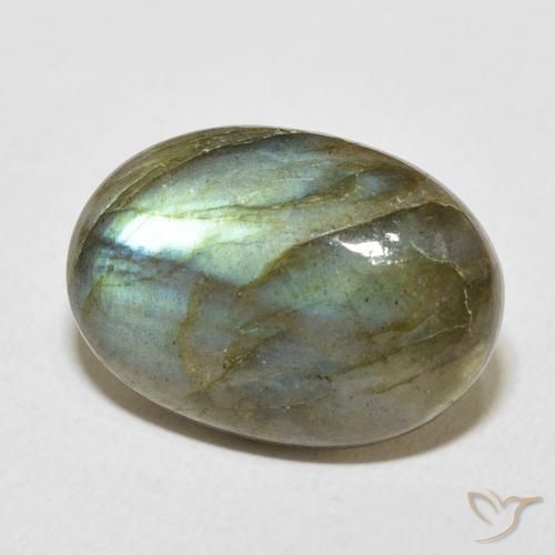 Labradorita Multicolor natural de 11.54 ct, Ovalada, Translúcido