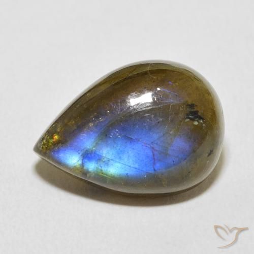 12.28ct Natural Multicolor Labradorita, En forma de pera, Translúcido