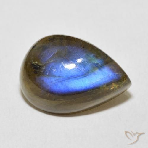 Labradorita Multicolor natural de 12.28 ct, En forma de pera, Translúcido