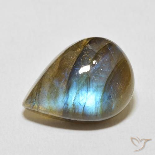 12.83ct Natural Multicolor labradorita, En forma de pera, Translúcido