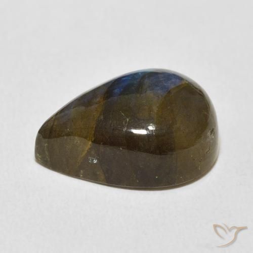 Labradorita Multicolor natural de 12.83 ct, En forma de pera, Translúcido