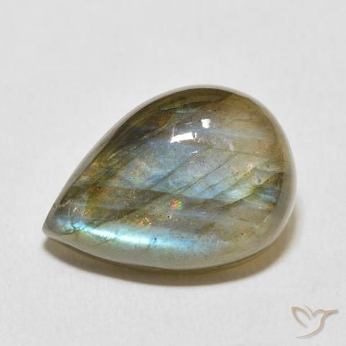 12.23ct Natural Multicolor Labradorita, En forma de pera, Translúcido