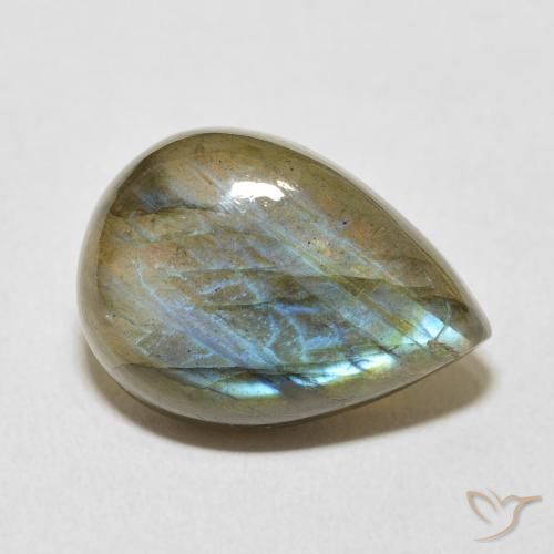 Labradorita Multicolor natural de 12.23 ct, En forma de pera, Translúcido