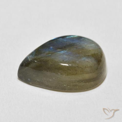 Labradorita Multicolor natural de 12.23 ct, En forma de pera, Translúcido