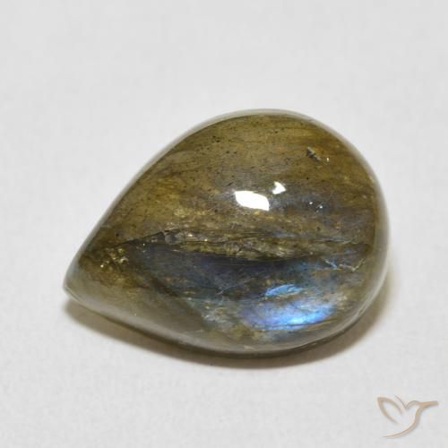 Labradorita Multicolor natural de 8.12 ct, En forma de pera, Translúcido
