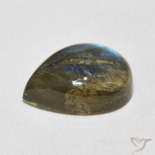 Labradorita Multicolor natural de 8.12 ct, En forma de pera, Translúcido