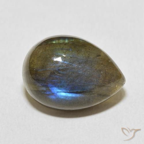Labradorita Multicolor natural de 10.42 ct, En forma de pera, Translúcido