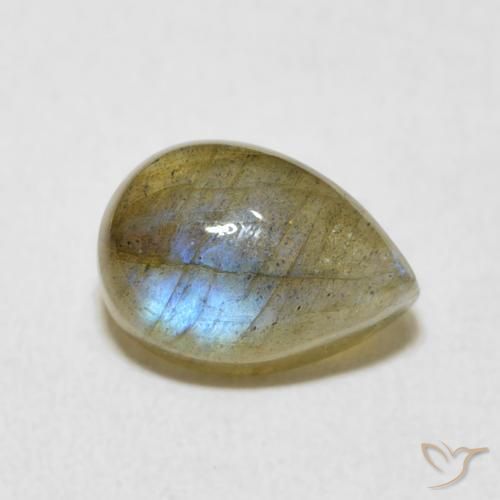Labradorita Multicolor natural de 2.58 ct, En forma de pera, Translúcido