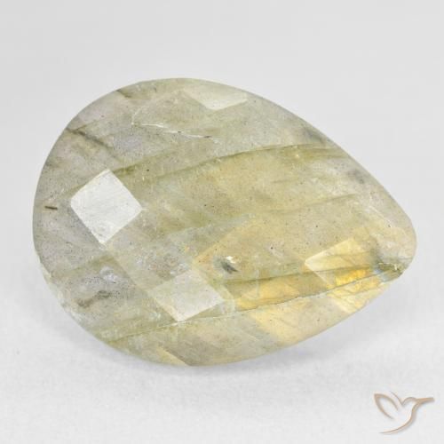 Labradorita Multicolor natural de 9.61 ct, En forma de pera, Translúcido