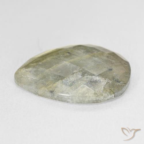 Labradorita Multicolor natural de 9.61 ct, En forma de pera, Translúcido