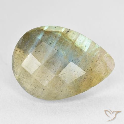 Labradorita Multicolor natural de 7.21 ct, En forma de pera, Translúcido