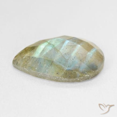 Labradorita Multicolor natural de 7.21 ct, En forma de pera, Translúcido