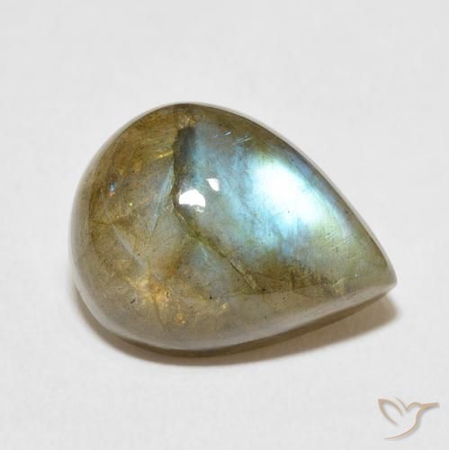 9.66ct Natural Multicolor Labradorita, En forma de pera, Translúcido