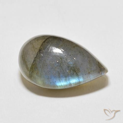 Labradorita Multicolor natural de 11.18 ct, En forma de pera, Translúcido
