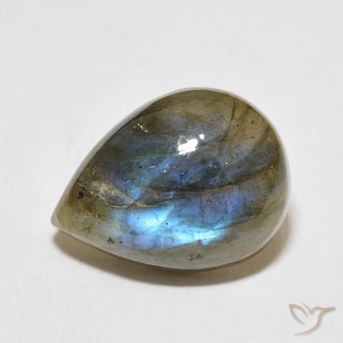 Labradorita Multicolor natural de 9.03 ct, En forma de pera, Translúcido