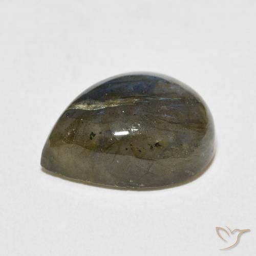 Labradorita Multicolor natural de 9.03 ct, En forma de pera, Translúcido
