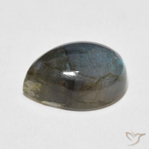 Labradorita Multicolor natural de 9.66 ct, En forma de pera, Translúcido