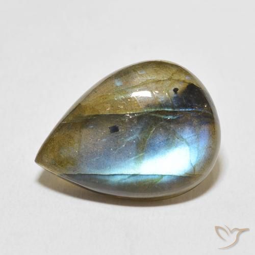12.79ct Natural Multicolor Labradorita, En forma de pera, Translúcido