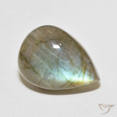 Labradorita Multicolor natural de 15.65 ct, En forma de pera, Translúcido