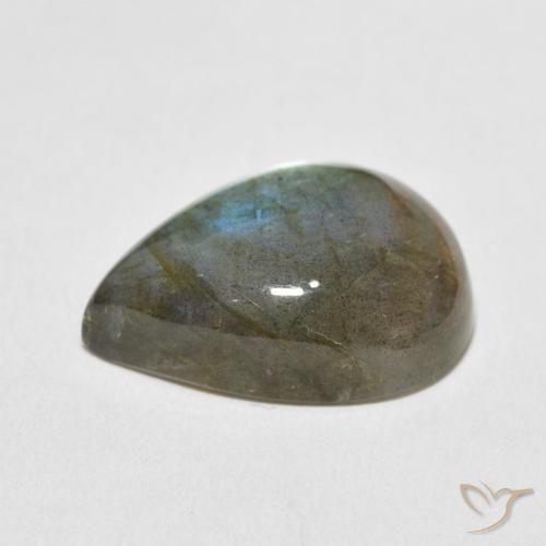 Labradorita Multicolor natural de 15.65 ct, En forma de pera, Translúcido