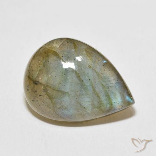 Labradorita Multicolor natural de 14.28 ct, En forma de pera, Translúcido