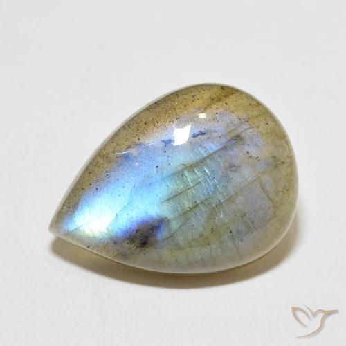 15.04ct Natural Multicolor Labradorita, En forma de pera, Translúcido