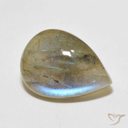 Labradorita Multicolor natural de 15.04 ct, En forma de pera, Translúcido