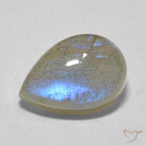 Labradorita Multicolor natural de 6.84 ct, En forma de pera, Translúcido