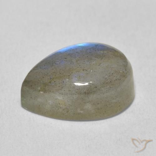 Labradorita Multicolor natural de 6.84 ct, En forma de pera, Translúcido