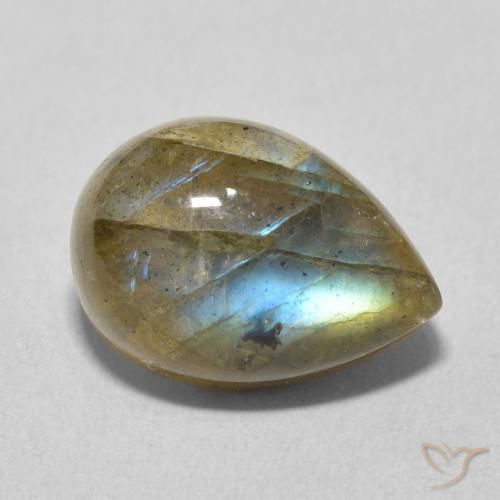 Labradorita Multicolor natural de 6.39 ct, En forma de pera, Translúcido