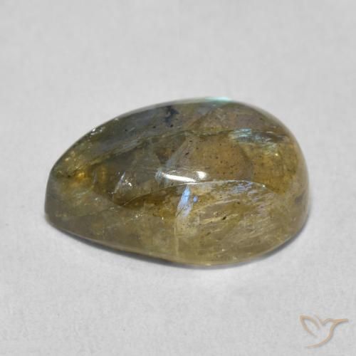 Labradorita Multicolor natural de 6.39 ct, En forma de pera, Translúcido