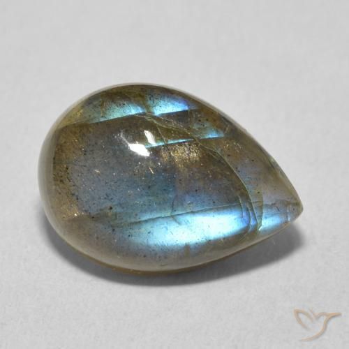 6.02ct Natural Multicolor labradorita, En forma de pera, Translúcido
