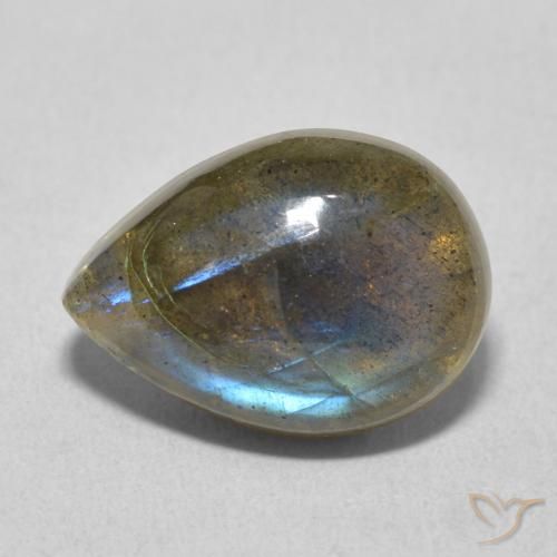 Labradorita Multicolor natural de 6.02 ct, En forma de pera, Translúcido
