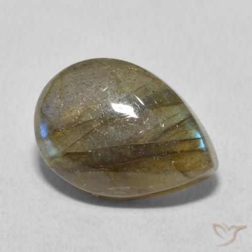 Labradorita Multicolor natural de 5.77 ct, En forma de pera, Translúcido