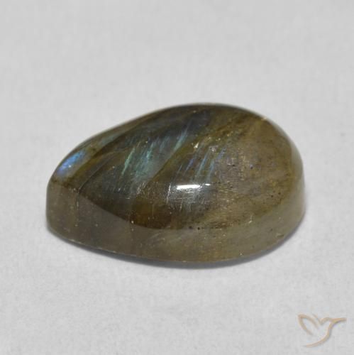 Labradorita Multicolor natural de 5.77 ct, En forma de pera, Translúcido