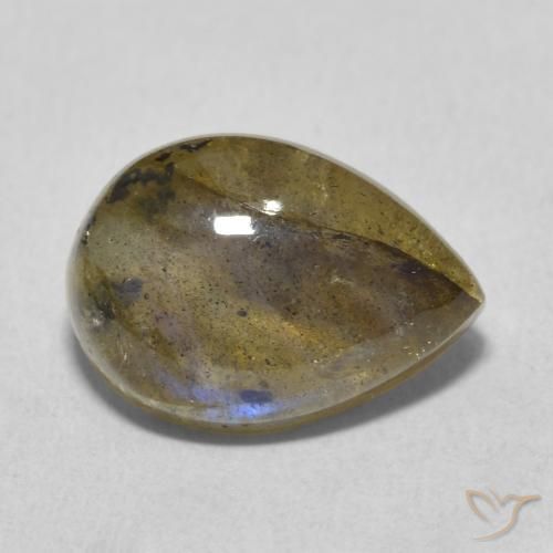 Labradorita Multicolor natural de 5.98 ct, En forma de pera, Translúcido