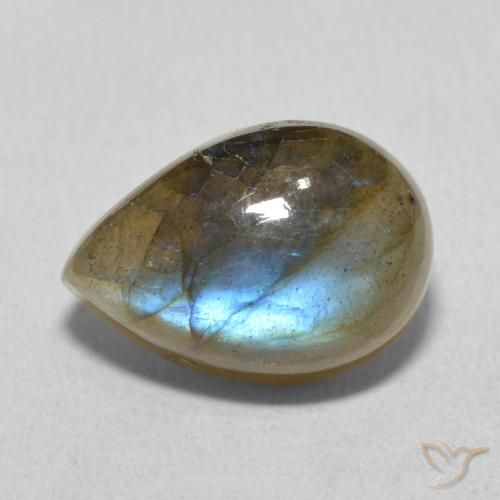 6.53ct Natural Multicolor Labradorita, En forma de pera, Translúcido