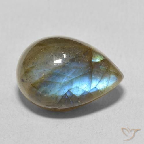 Labradorita Multicolor natural de 6.53 ct, En forma de pera, Translúcido