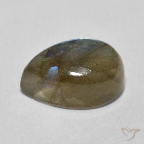 Labradorita Multicolor natural de 6.53 ct, En forma de pera, Translúcido