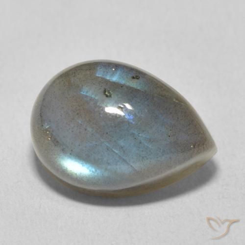 Labradorita Multicolor natural de 7.36 ct, En forma de pera, Translúcido