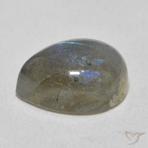 Labradorita Multicolor natural de 7.36 ct, En forma de pera, Translúcido