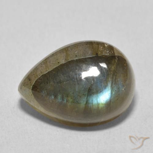 Labradorita Multicolor natural de 7.21 ct, En forma de pera, Translúcido