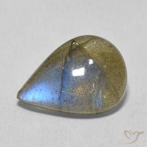 Labradorita Multicolor natural de 3.98 ct, En forma de pera, Translúcido