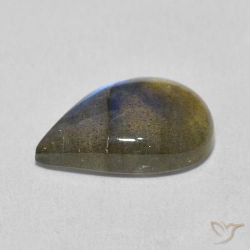 Labradorita Multicolor natural de 3.98 ct, En forma de pera, Translúcido